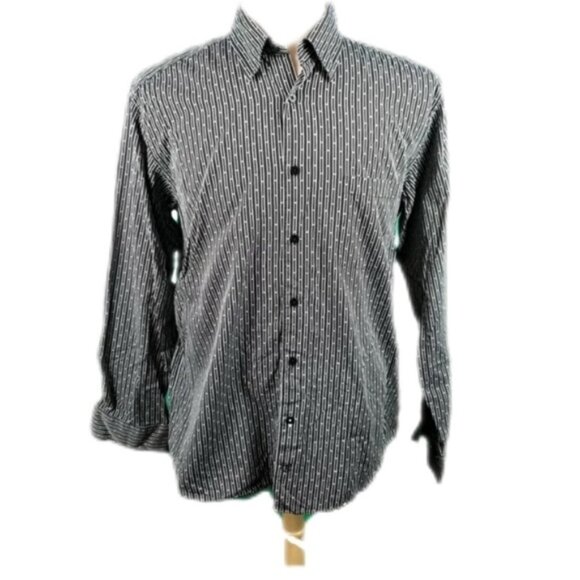 Bugatchi Other - Bugatchi Uomo Large Black Geometric Long Sleeve Button Front Shirt Cotton